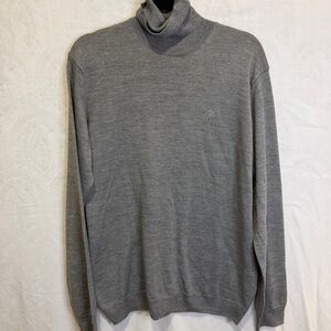 Roberto Cavalli Men's Sz L Gray Turtleneck Sweater Fine Wool Blend Lightweight